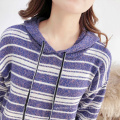 Pullover women hooded sweater striped sports sweaters Ladies knit sweater